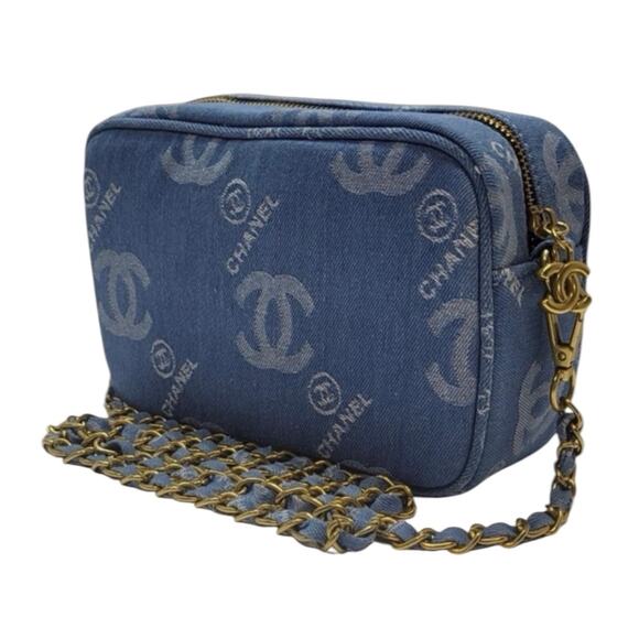 CHANEL Beaute Blue Denim Makeup Bag w/Chain Crossbody Limited VIP Gift - Picture 1 of 9
